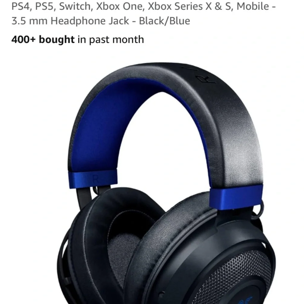 Razer Black and Blue Gaming Headset with Comfort and Style